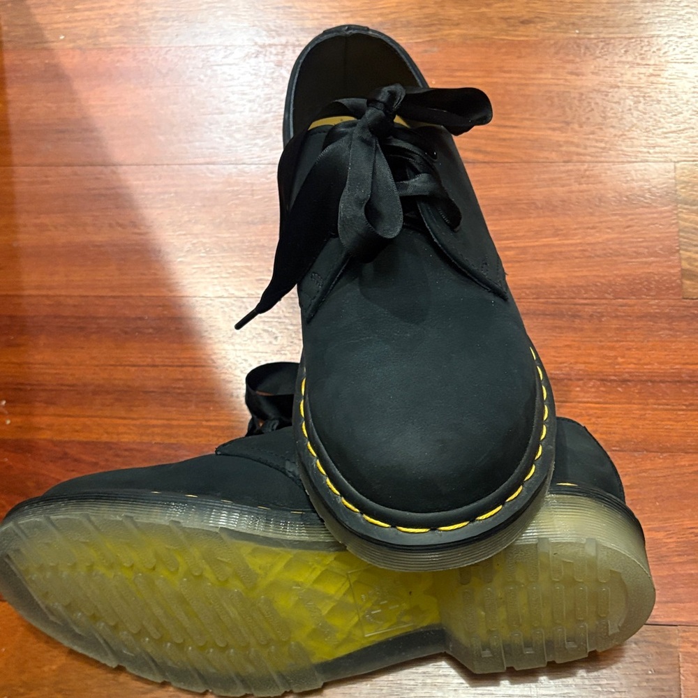 Dr. Martens Black Satin Lace Shoes - Picture 4 of 8